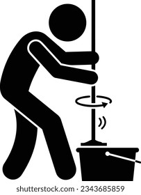 Bucket icon symbol vector image. Illustration of the bucket cleaning equipment washing outline design image. EPS 10