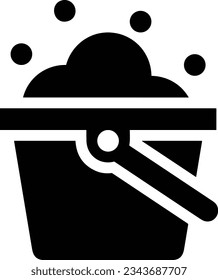 Bucket icon symbol vector image. Illustration of the bucket cleaning equipment washing outline design image. EPS 10