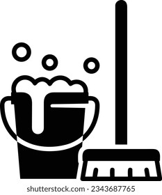 Bucket icon symbol vector image. Illustration of the bucket cleaning equipment washing outline design image. EPS 10