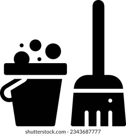 Imagen vectorial del símbolo de icono del cubo. Ilustración de la imagen de diseño del contorno de lavado del equipo de limpieza de cubos. EPS 10