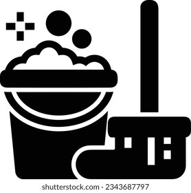 Bucket icon symbol vector image. Illustration of the bucket cleaning equipment washing outline design image. EPS 10
