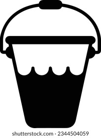 Bucket icon symbol vector image. Illustration of the bucket cleaning equipment washing outline design image. EPS 10