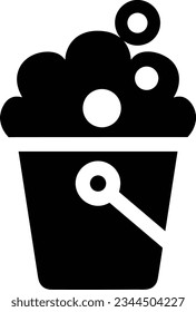 Imagen vectorial del símbolo de icono del cubo. Ilustración de la imagen de diseño del contorno de lavado del equipo de limpieza de cubos. EPS 10
