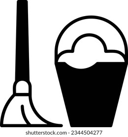 Bucket icon symbol vector image. Illustration of the bucket cleaning equipment washing outline design image. EPS 10