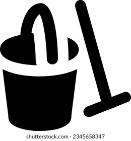 Bucket icon symbol vector image. Illustration of the bucket cleaning equipment washing outline design image. EPS 10