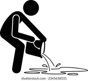 Imagen vectorial del símbolo de icono del cubo. Ilustración de la imagen de diseño del contorno de lavado del equipo de limpieza de cubos. EPS 10