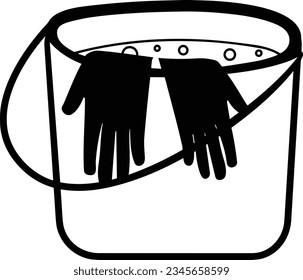 Bucket icon symbol vector image. Illustration of the bucket cleaning equipment washing outline design image. EPS 10