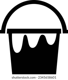 Bucket icon symbol vector image. Illustration of the bucket cleaning equipment washing outline design image. EPS 10