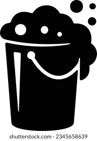 Bucket icon symbol vector image. Illustration of the bucket cleaning equipment washing outline design image. EPS 10