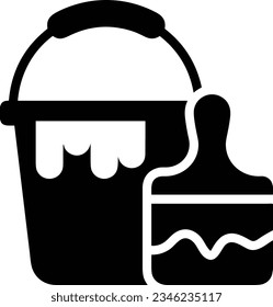 Bucket icon symbol vector image. Illustration of the bucket cleaning equipment washing outline design image. EPS 10