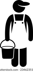 Bucket icon symbol vector image. Illustration of the bucket cleaning equipment washing outline design image. EPS 10