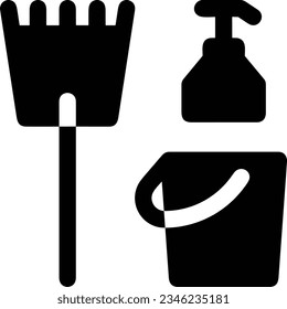 Bucket icon symbol vector image. Illustration of the bucket cleaning equipment washing outline design image. EPS 10