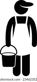Bucket icon symbol vector image. Illustration of the bucket cleaning equipment washing outline design image. EPS 10