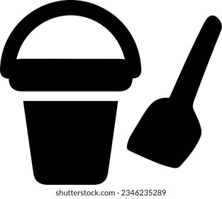 Bucket icon symbol vector image. Illustration of the bucket cleaning equipment washing outline design image. EPS 10