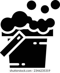 Imagen vectorial del símbolo de icono del cubo. Ilustración de la imagen de diseño del contorno de lavado del equipo de limpieza de cubos. EPS 10