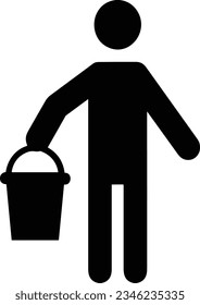 Bucket icon symbol vector image. Illustration of the bucket cleaning equipment washing outline design image. EPS 10