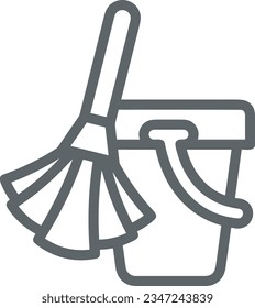 Bucket icon symbol vector image. Illustration of the bucket cleaning equipment washing outline design image. EPS 10