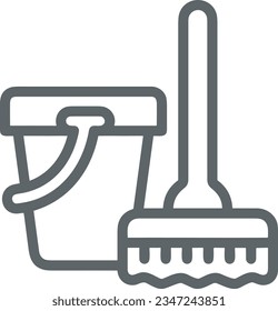 Bucket icon symbol vector image. Illustration of the bucket cleaning equipment washing outline design image. EPS 10