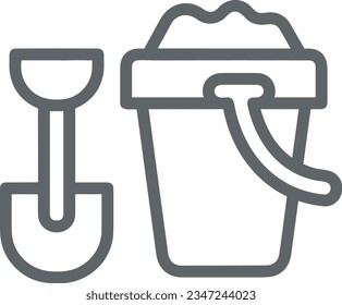 Eisensymbol, Vektorbild. Illustration der Eimerreinigungsausrüstung, die das Design der Umrisslinie abbildet. EPS10