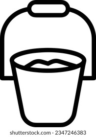 Imagen vectorial del símbolo de icono del cubo. Ilustración de la imagen de diseño del contorno de lavado del equipo de limpieza de cubos. EPS 10