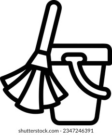 Bucket icon symbol vector image. Illustration of the bucket cleaning equipment washing outline design image. EPS 10