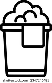Imagen vectorial del símbolo de icono del cubo. Ilustración de la imagen de diseño del contorno de lavado del equipo de limpieza de cubos. EPS 10