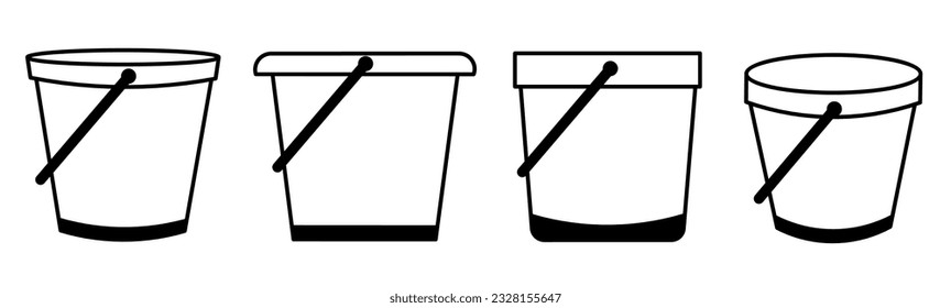 Bucket icon. Bucket thin line icon collection. Stock vector.