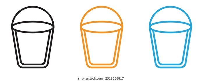 Conjunto de ilustración de línea delgada de icono de cubo