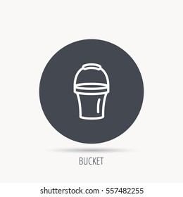 Bucket icon. Trash bin sign. Garden equipment symbol. Round web button with flat icon. Vector