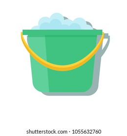 Bucket icon vector cartoon app web logo sign ui design A green plastic bucket for household purposes. vector illustration.