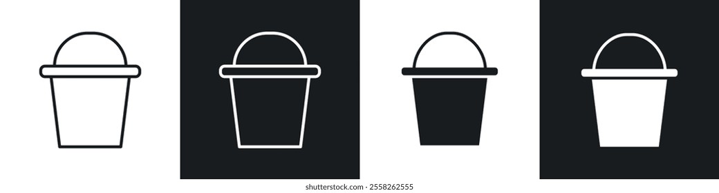 Bucket icon vector collection in black and white.