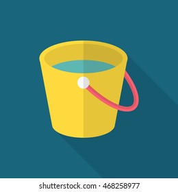 Bucket icon , Vector flat long shadow design.