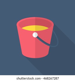Bucket icon , Vector flat long shadow design.