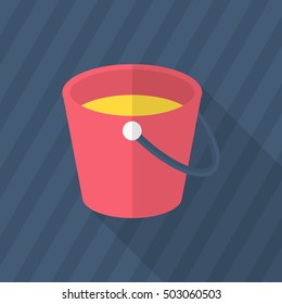Bucket icon , Vector flat long shadow design.