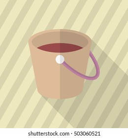 Bucket icon , Vector flat long shadow design.