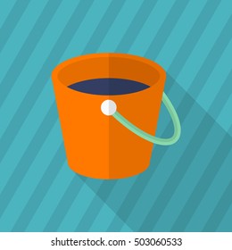 Bucket icon , Vector flat long shadow design.
