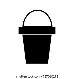 bucket icon, vector illustration, black sign on isolated background