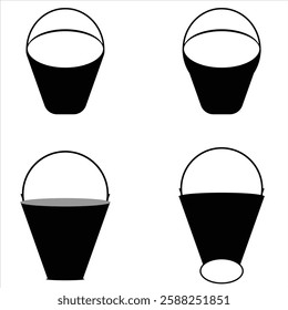 Bucket icon, vector illustration. Flat design style. vector bucket icon illustration isolated on White background, bucket icon