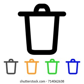 Bucket icon. Vector illustration style is a flat linear iconic bucket symbol with black, grey, green, blue, yellow color variants. Designed for web and software interfaces.