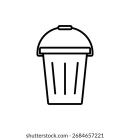Bucket icon, vector line isolated on white background. Trendy and modern design.