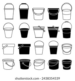 Bucket icon vector set. Cleaning illustration sign collection. Basket symbol or logo.