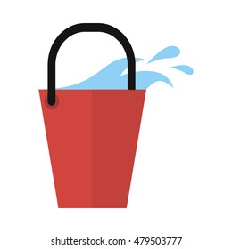 Bucket icon with water isolated on white. Cleaning tool. Sign symbols of clean in house. House washing equipment. Office and hotel cleaning. Housekeeping. Cleaning concept. Vector illustration