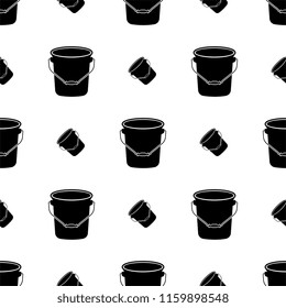 Bucket Icon, Water Bucket Icon Seamless Pattern Vector Art Illustration