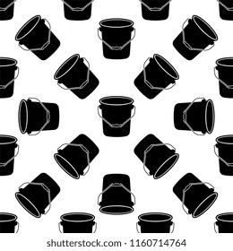 Bucket Icon, Water Bucket Icon Seamless Pattern Vector Art Illustration