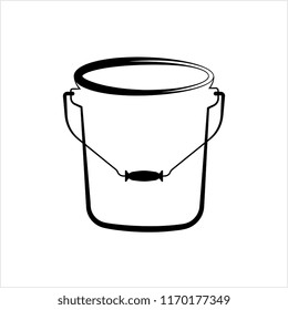Bucket Icon, Water Bucket Icon Vector Art Illustration