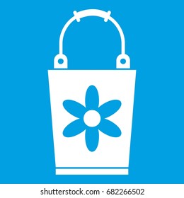Bucket icon white isolated on blue background vector illustration
