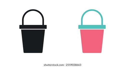 Bucket icons in black and colored version