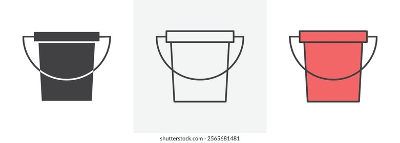 Bucket icons in black and colored versions
