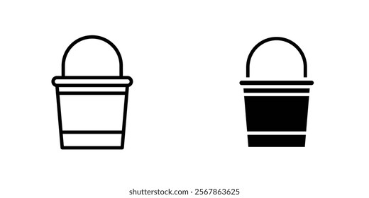 Bucket icons collection in Filled flat and thin line style.
