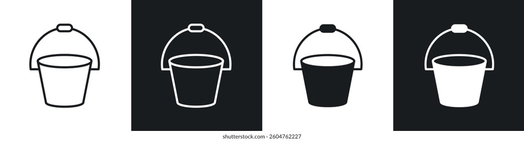 Bucket icons in flat and linear vector illustration on white background.